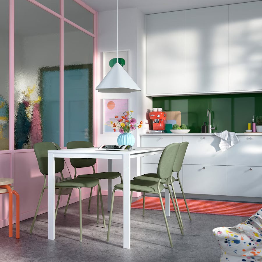 VIHALS Table, white/white, 125x74 cm