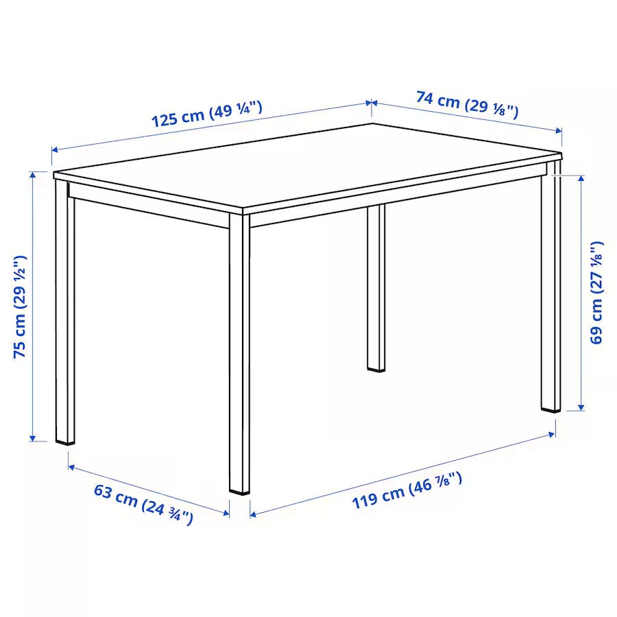 VIHALS Table, white/white, 125x74 cm