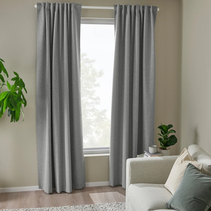 ROSENMANDEL Room darkening curtains, 1 pair, yellow-beige, 135x250 cm