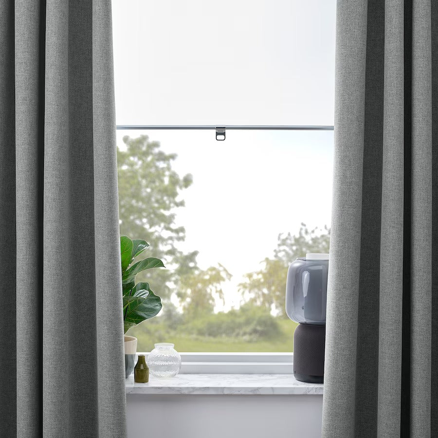 ROSENMANDEL Room darkening curtains, 1 pair, yellow-beige, 135x250 cm