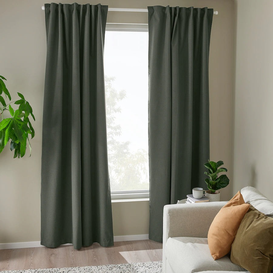 ROSENMANDEL Room darkening curtains, 1 pair, yellow-beige, 135x250 cm