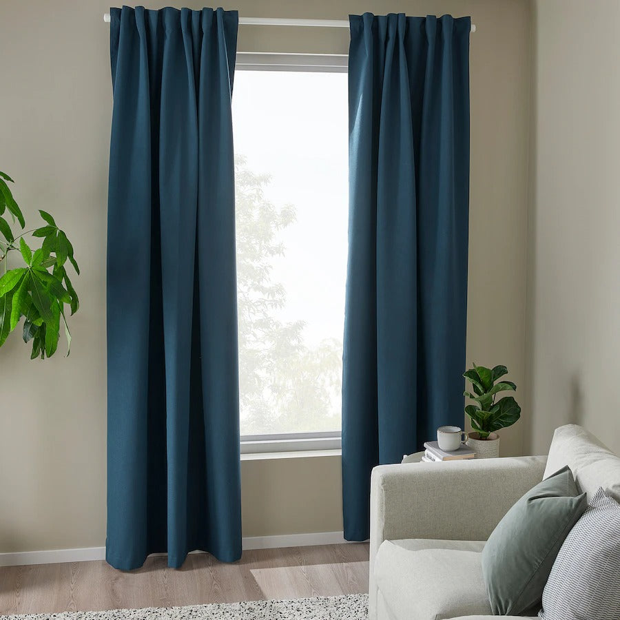 ROSENMANDEL Room darkening curtains, 1 pair, yellow-beige, 135x250 cm