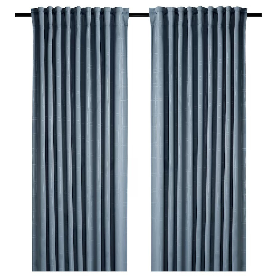 PRAKTTIDLÖSA Room darkening curtains, 1 pair, green, 145x250 cm