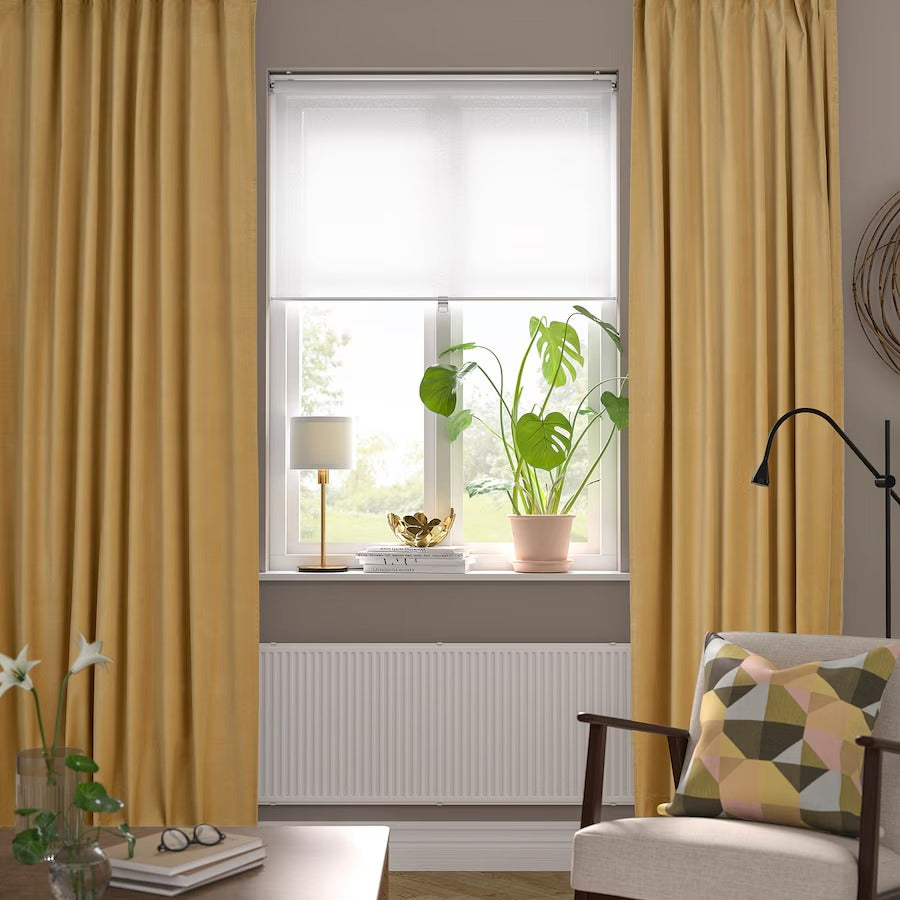 SANELA Curtains, 1 pair, light beige, 140x250 cm