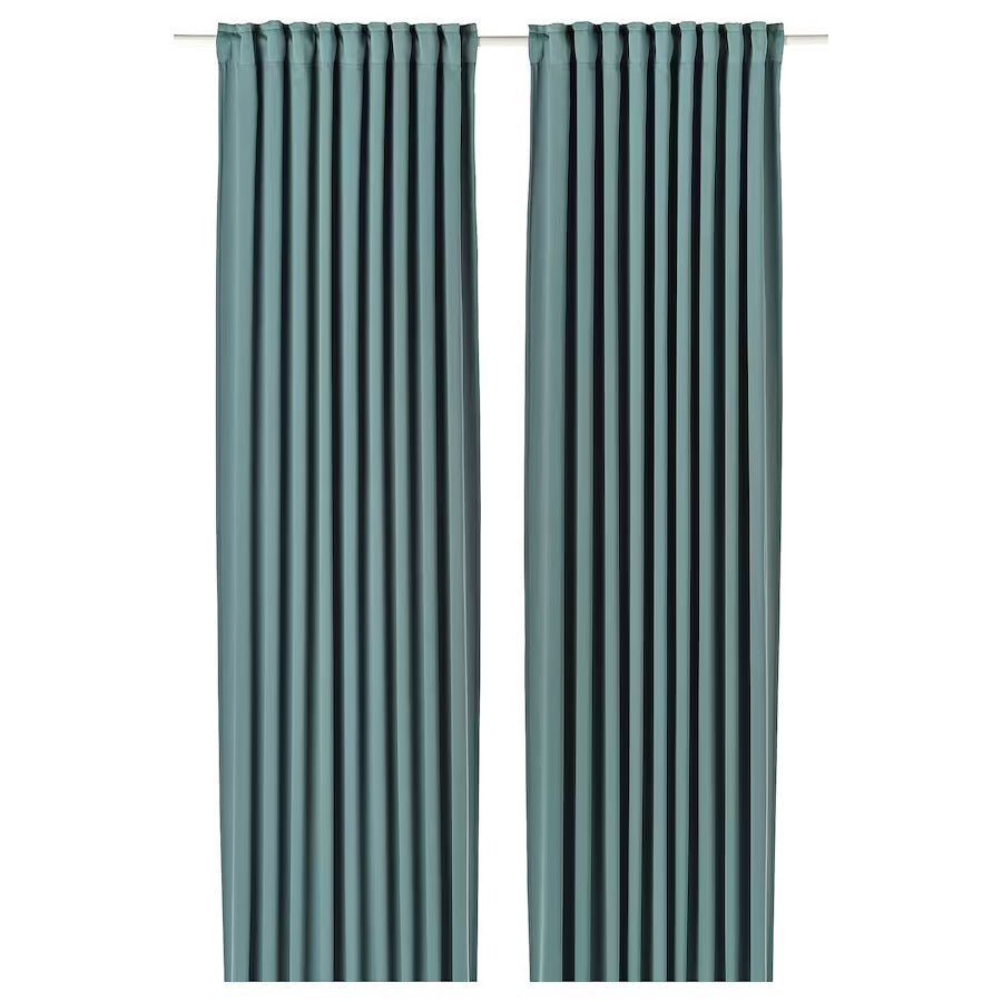 MAJGULL Room darkening curtains, 1 pair, light grey, 145x250 cm