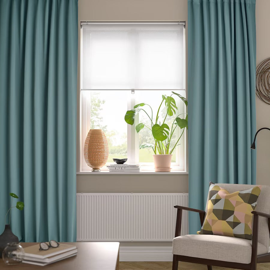MAJGULL Room darkening curtains, 1 pair, light grey, 145x250 cm