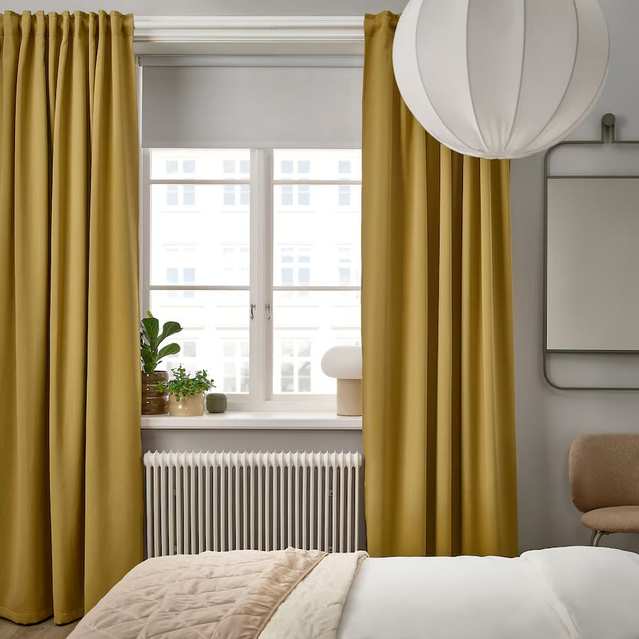 MAJGULL Room darkening curtains, 1 pair, light grey, 145x250 cm