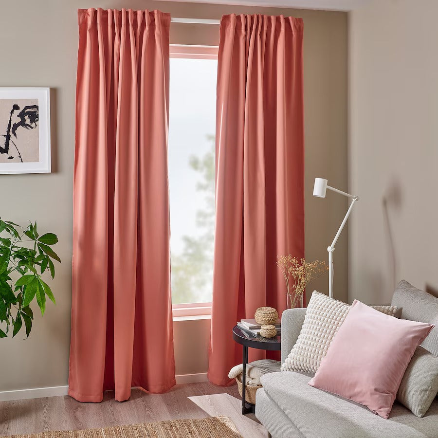 MAJGULL Room darkening curtains, 1 pair, light grey, 145x250 cm