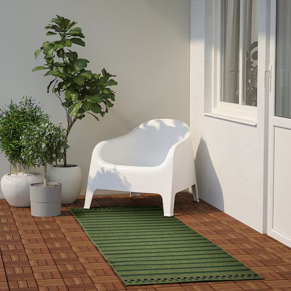 KORSNING Rug flatwoven, in/outdoor, green purple/striped, 80x150 cm