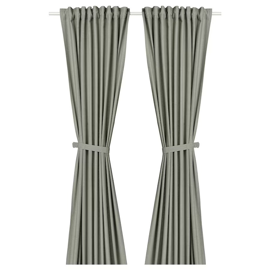 LENDA Curtains with tie-backs, 1 pair, brown-red, 140x250 cm