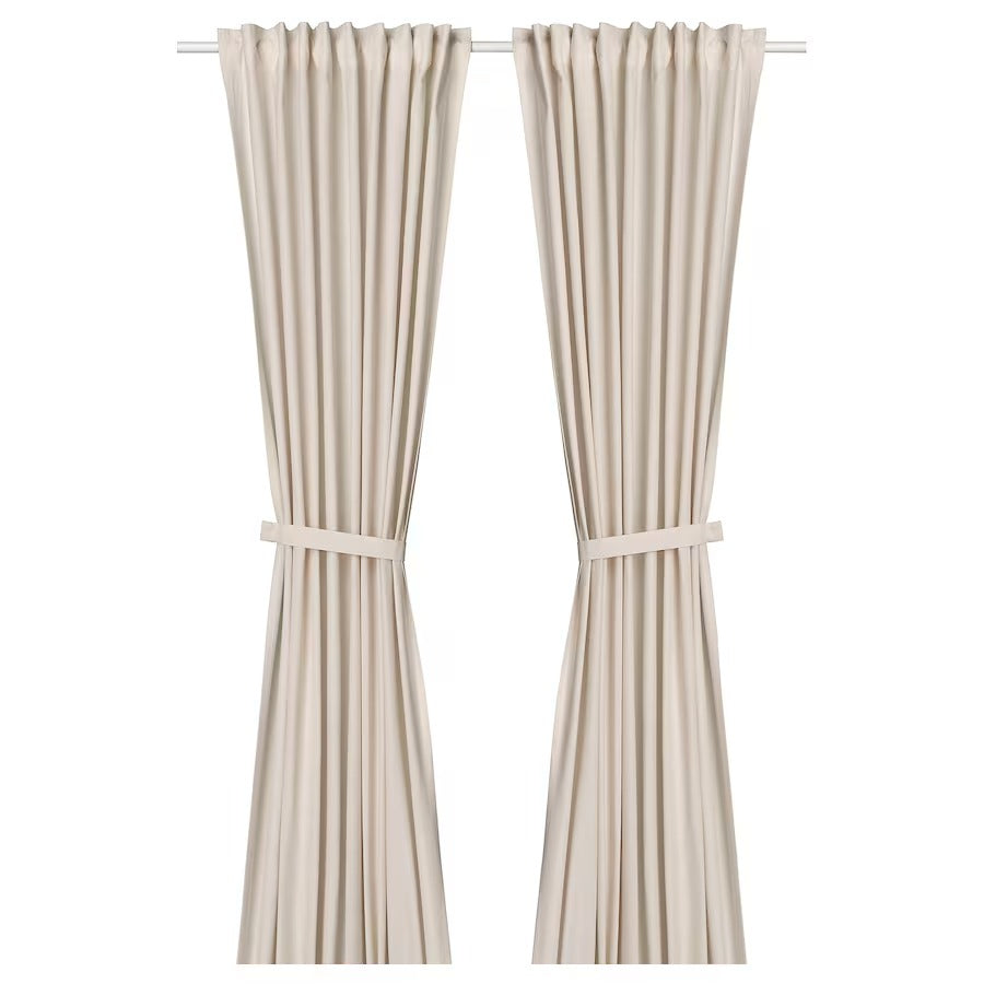 LENDA Curtains with tie-backs, 1 pair, brown-red, 140x250 cm