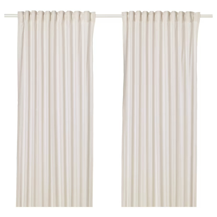 HANNALILL Curtains, 1 pair, light brown, 145x250 cm