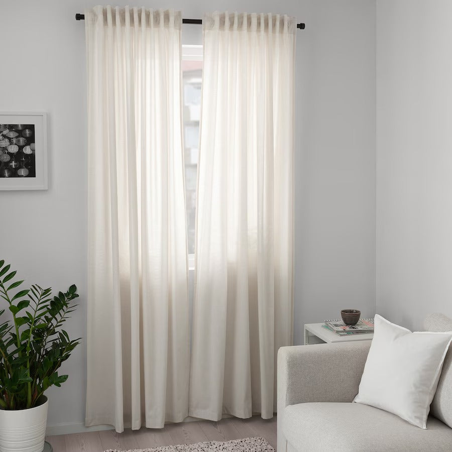HANNALILL Curtains, 1 pair, light brown, 145x250 cm