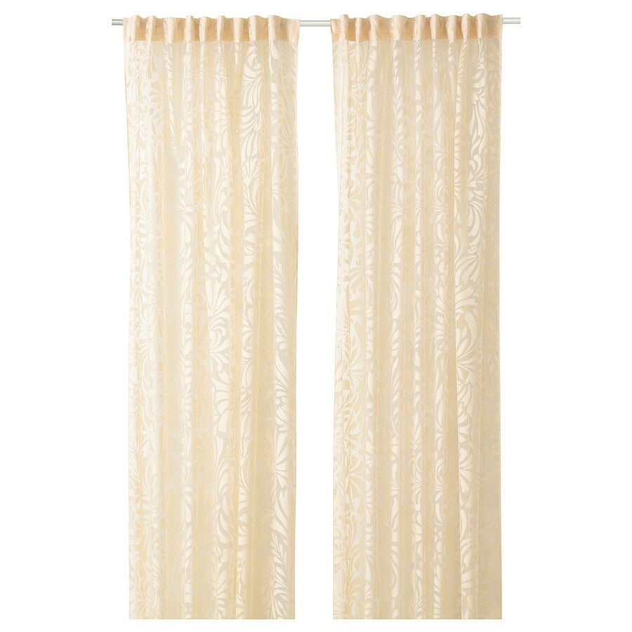 SKÄREFLY Sheer curtains, 1 pair, green, 145x250 cm