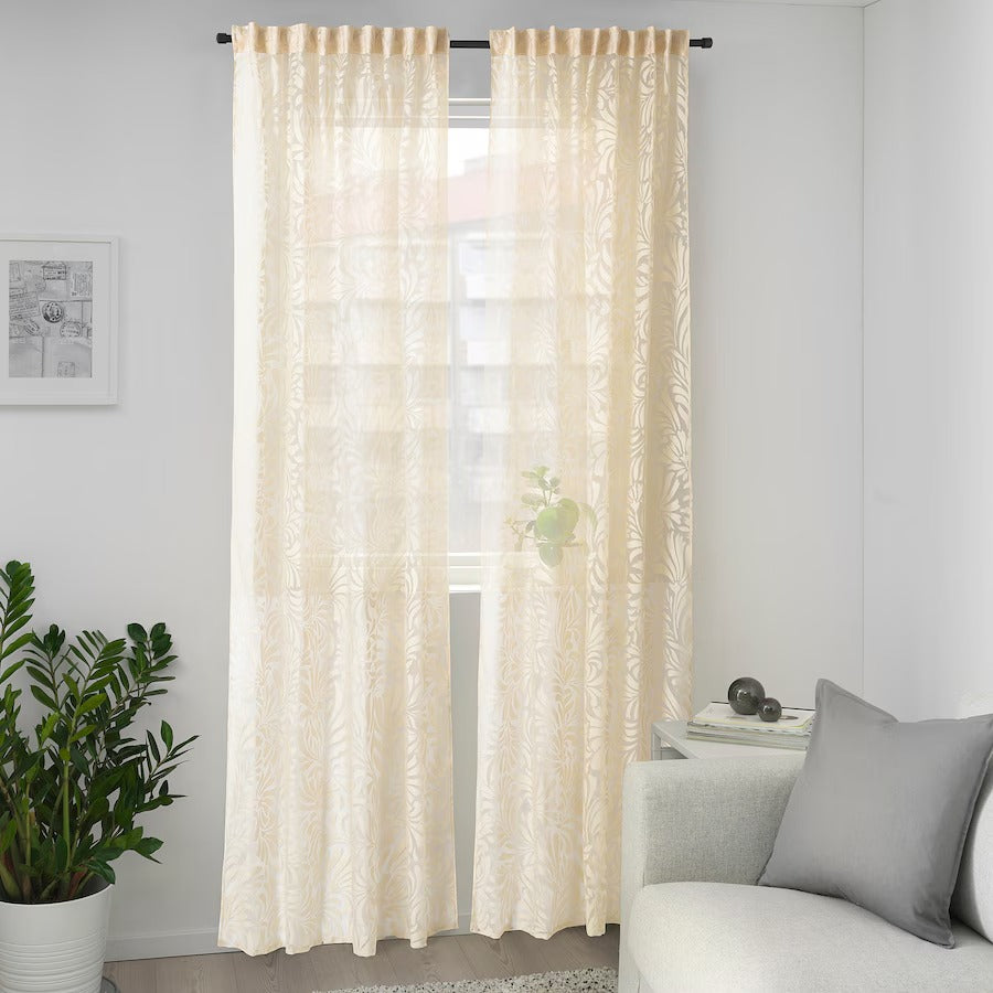 SKÄREFLY Sheer curtains, 1 pair, green, 145x250 cm