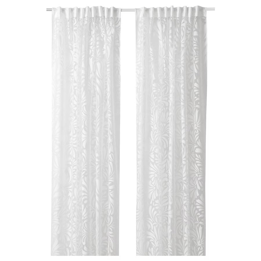 SKÄREFLY Sheer curtains, 1 pair, green, 145x250 cm