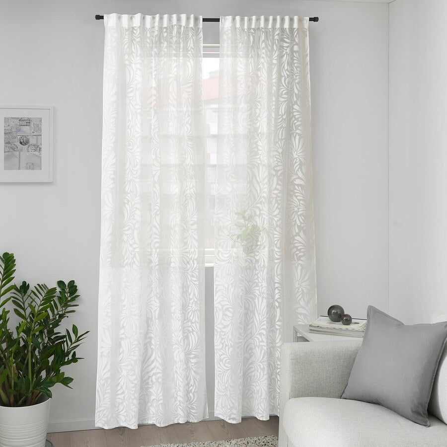 SKÄREFLY Sheer curtains, 1 pair, green, 145x250 cm