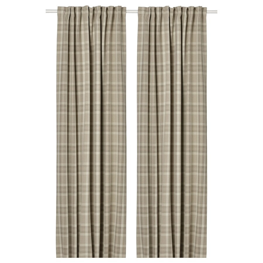 HÄGGVECKMAL Room darkening curtains, 1 pair, dark grey, 145x250 cm