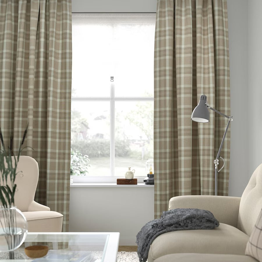HÄGGVECKMAL Room darkening curtains, 1 pair, dark grey, 145x250 cm