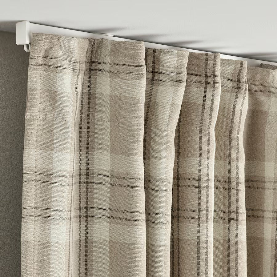 HÄGGVECKMAL Room darkening curtains, 1 pair, dark grey, 145x250 cm