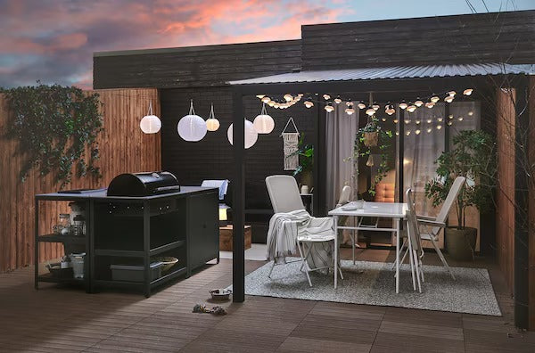UTLÄNGAN Floor decking, outdoor, grey stained, 0.90 m²