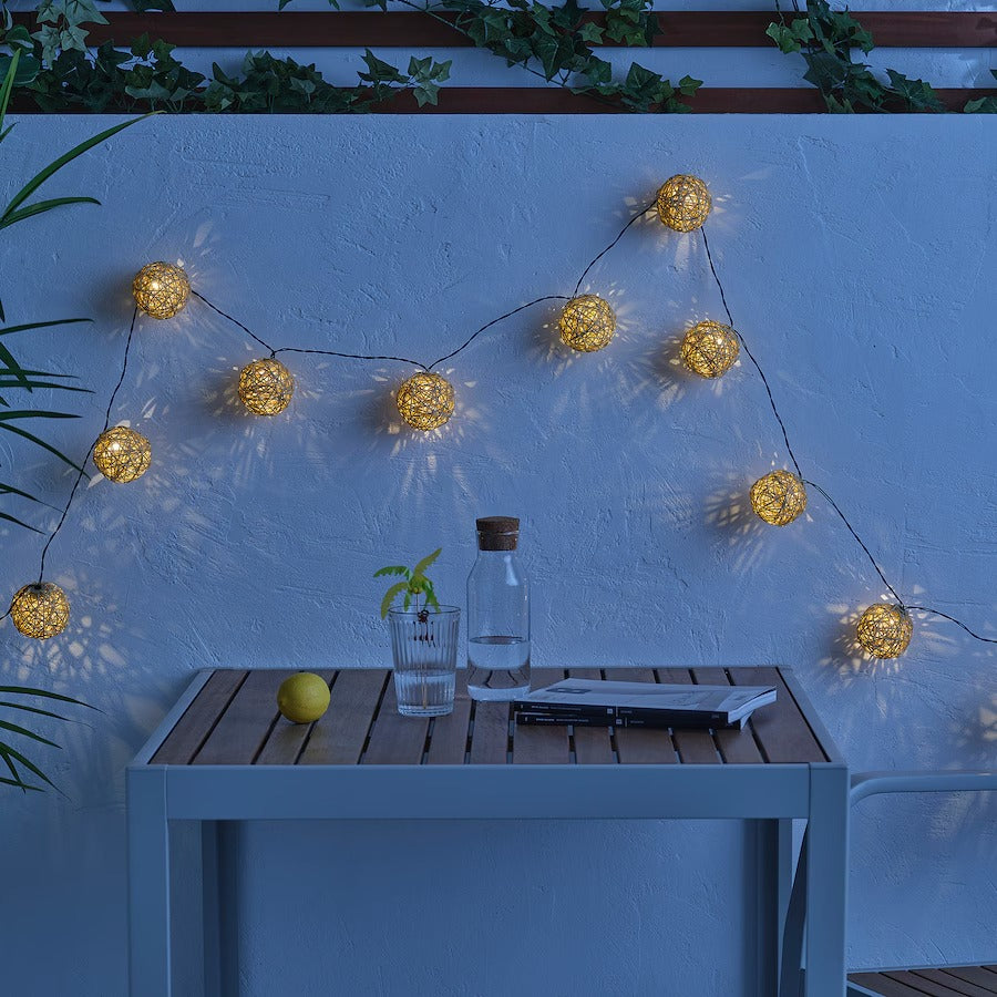 SOLVINDEN LED lighting chain with 12 lights, battery-operated/white
