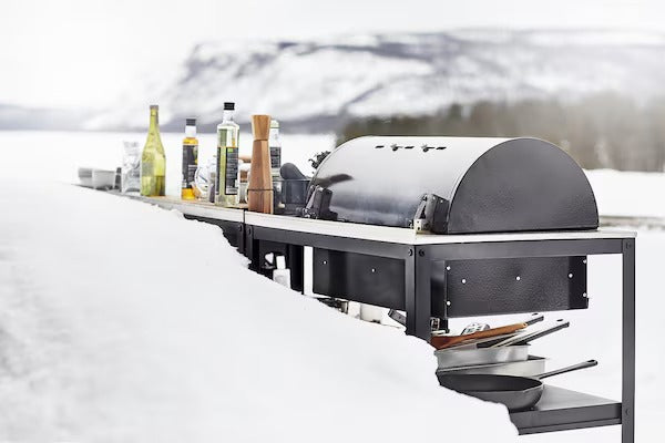 GRILLSKÄR Charcoal barbecue, black/stainless steel outdoor, 86x61 cm
