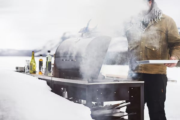 GRILLSKÄR Charcoal barbecue, black/stainless steel outdoor, 86x61 cm