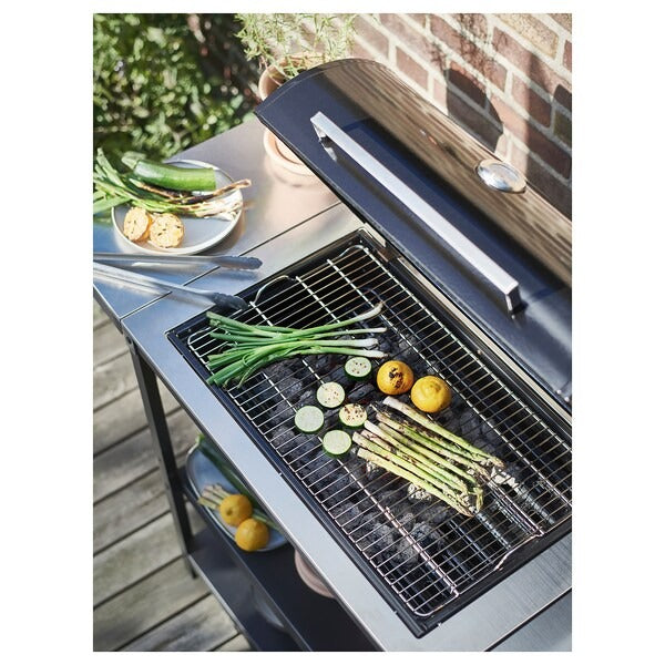 GRILLSKÄR Side table, outdoor, black stainless steel/outdoor, 30x61 cm