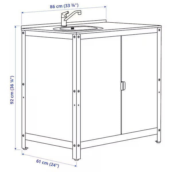 GRILLSKÄR Kitchen sink unit/cabinet, outdoor, stainless steel, 86x61 cm