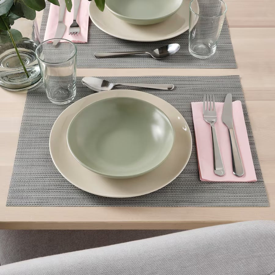 FÄRGKLAR Deep plate, matt light grey, 19 cm