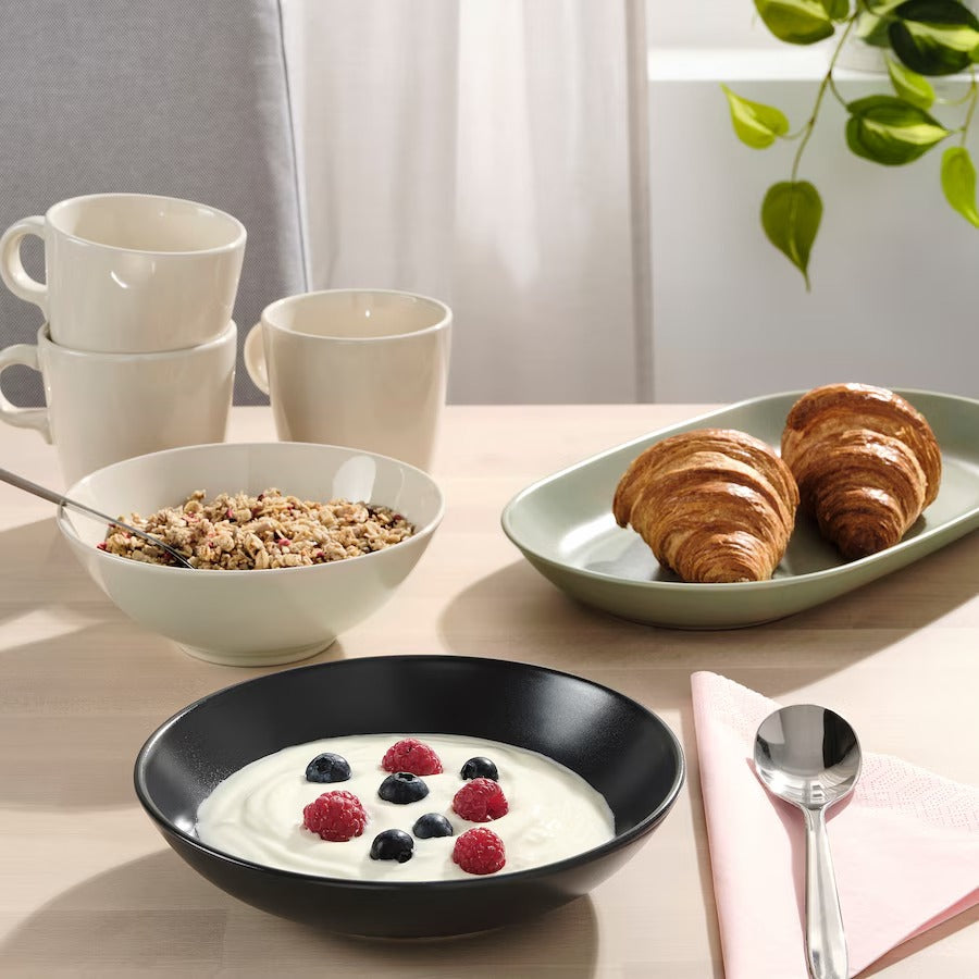 FÄRGKLAR Deep plate, matt light grey, 19 cm
