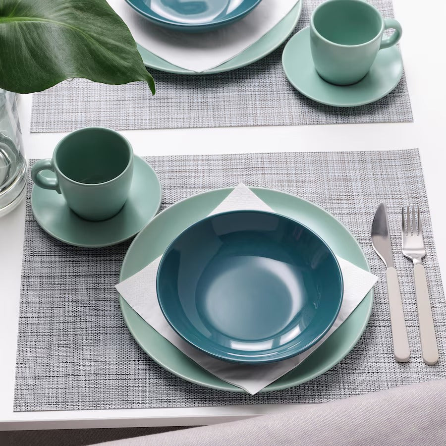 FÄRGKLAR Deep plate, matt light grey, 19 cm
