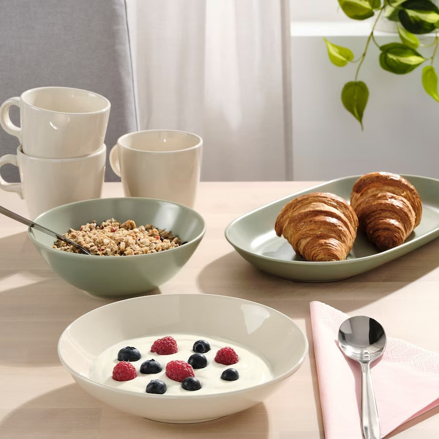 FÄRGKLAR Deep plate, matt light grey, 19 cm