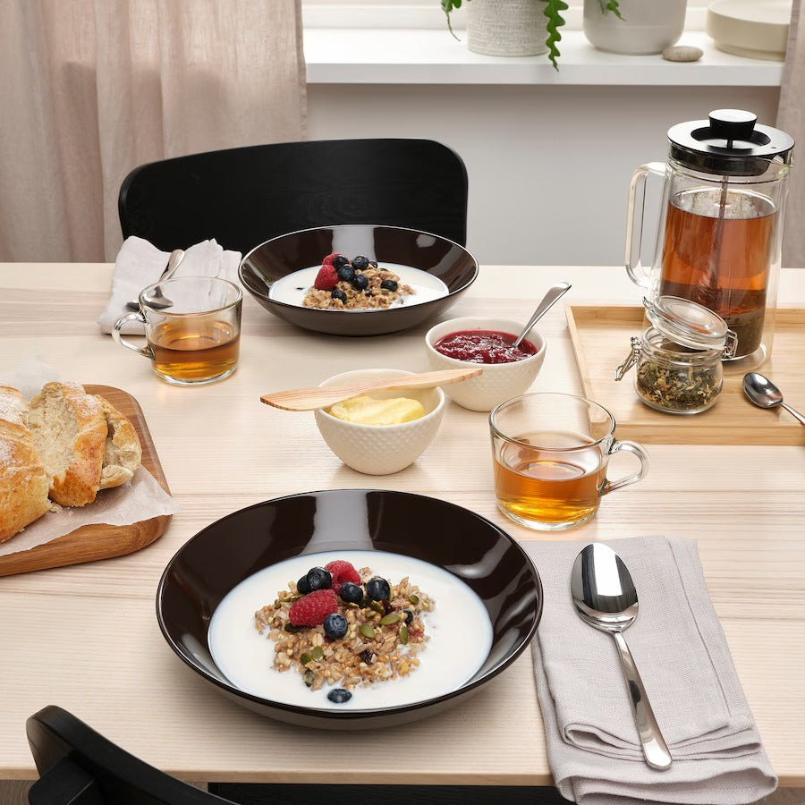 FÄRGKLAR Deep plate, glossy beige, 23 cm