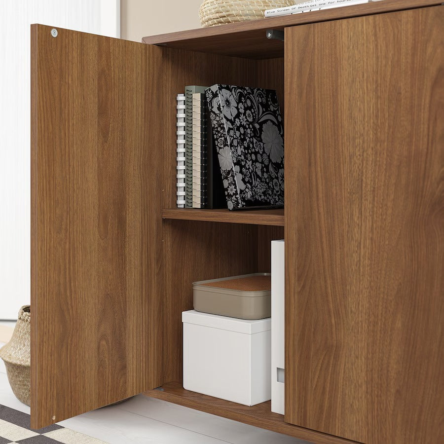EKET Cabinet w 2 doors and 1 shelf, brown/walnut effect, 70x35x70 cm