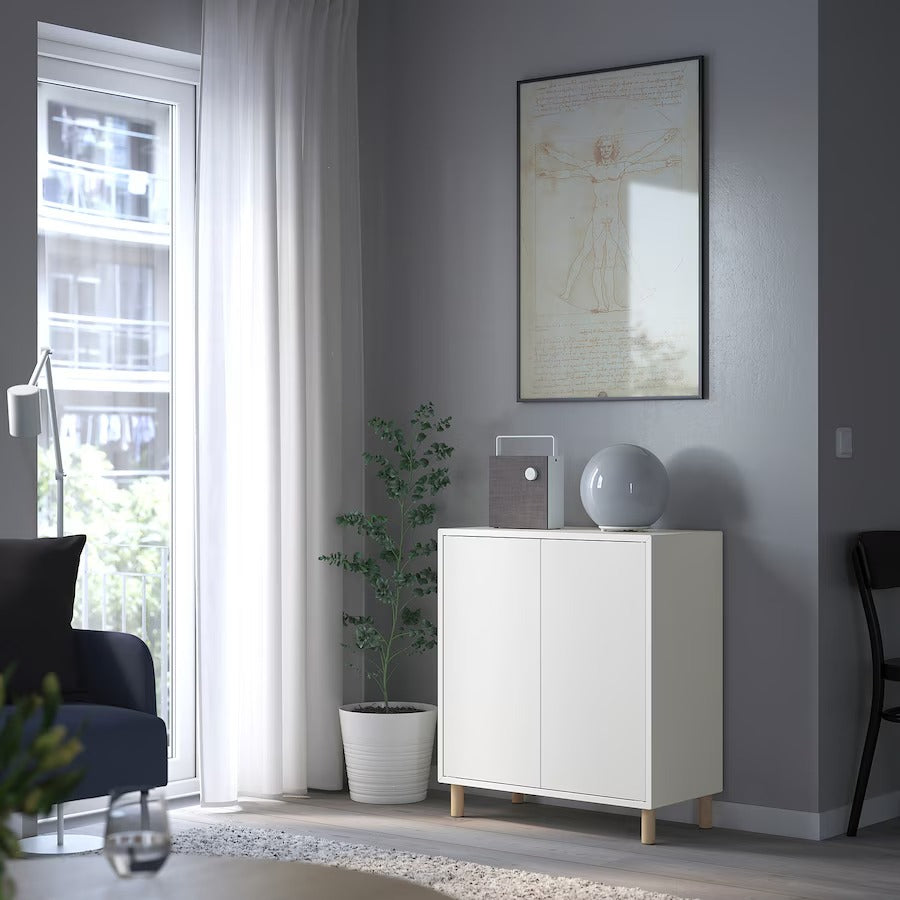 EKET Cabinet w 2 doors and 1 shelf, brown/walnut effect, 70x35x70 cm