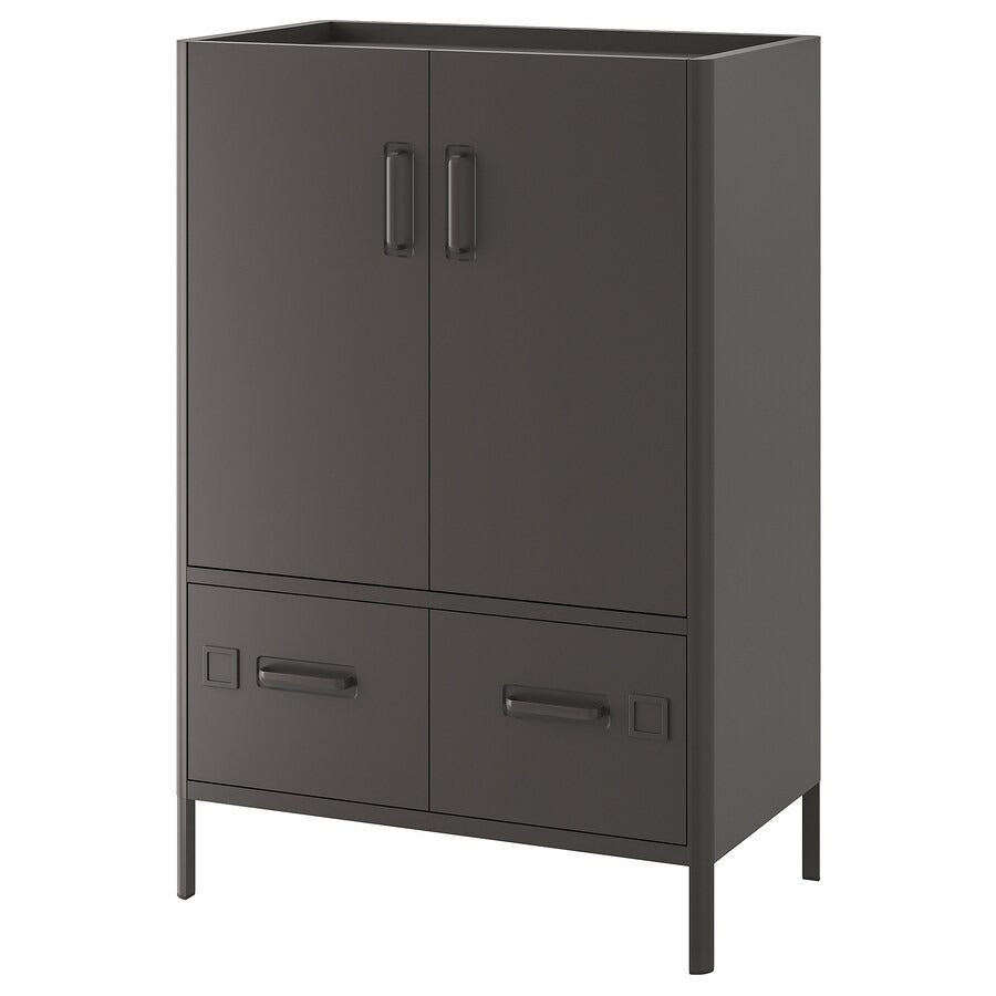 IDÅSEN Cabinet with doors and drawers, dark grey, 80x47x119 cm