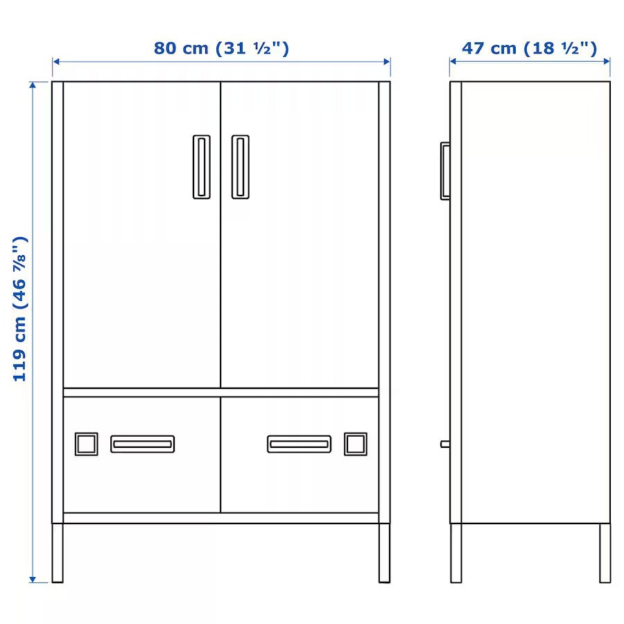 IDÅSEN Cabinet with doors and drawers, dark grey, 80x47x119 cm