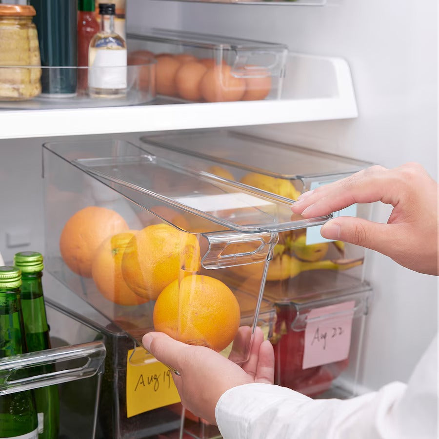KLIPPKAKTUS Storage box for fridge, transparent, 32x10x8 cm