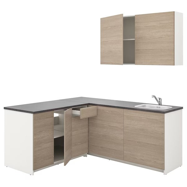 KNOXHULT Kitchen, wood effect grey, 182x183x220 cm
