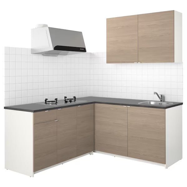KNOXHULT Kitchen, wood effect grey, 182x183x220 cm