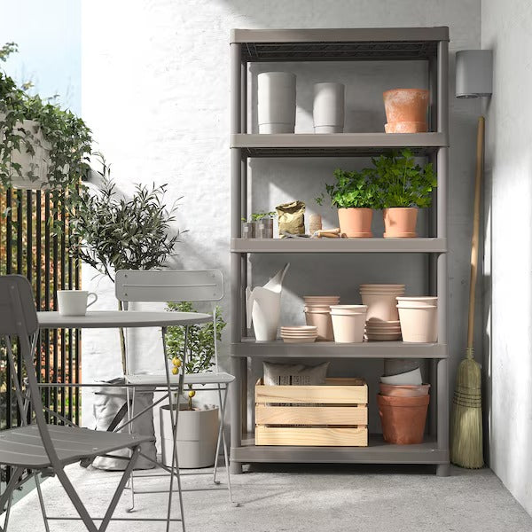 RUNMARÖ Shelving unit, dark grey indoor /outdoor, 90x40x182 cm