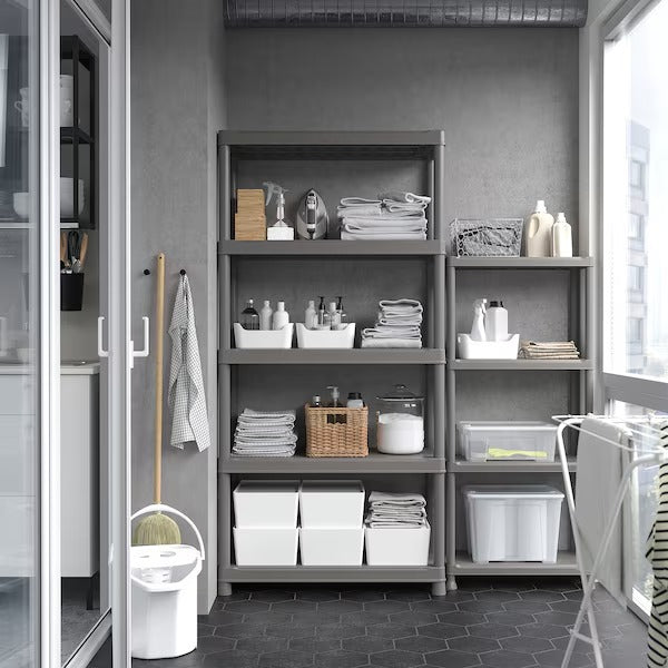 RUNMARÖ Shelving unit, dark grey indoor /outdoor, 90x40x182 cm