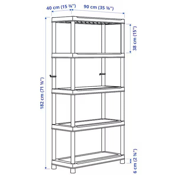 RUNMARÖ Shelving unit, dark grey indoor /outdoor, 90x40x182 cm
