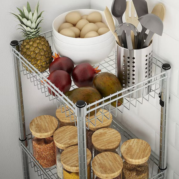 OMAR Shelving unit with 3 baskets, galvanised, 92x36x94 cm