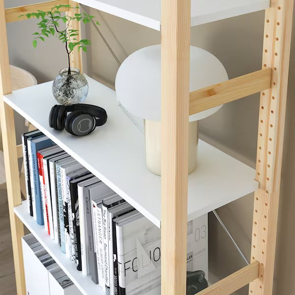 IVAR Shelving unit, pine/metal white, 89x30x124 cm