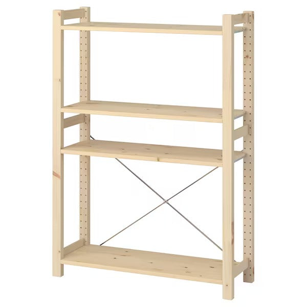 IVAR Shelving unit, pine/metal white, 89x30x124 cm