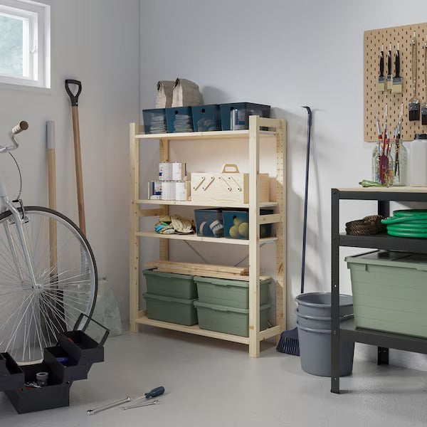 IVAR Shelving unit, pine/metal white, 89x30x124 cm