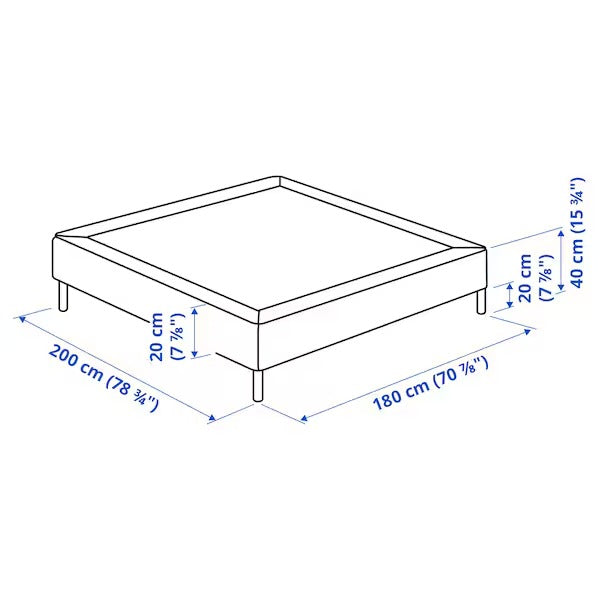LYNGÖR Slatted mattress base with legs, dark grey, 150x200 cm
